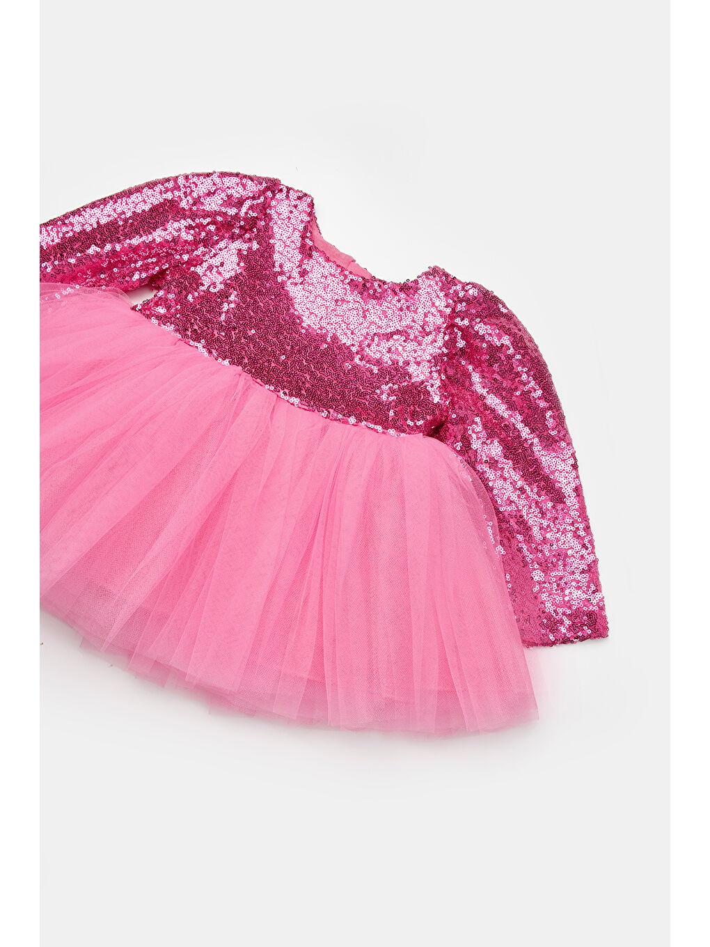 Fuşya Pullu Uzun Kollu Kız Bebek Elbise - Berry-2