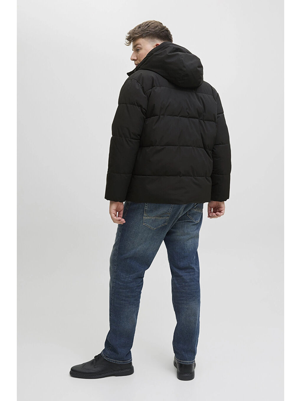 Siyah Plus Jjglobal Regular Fit Kapüşonlu Şişme Mont 12283873-2