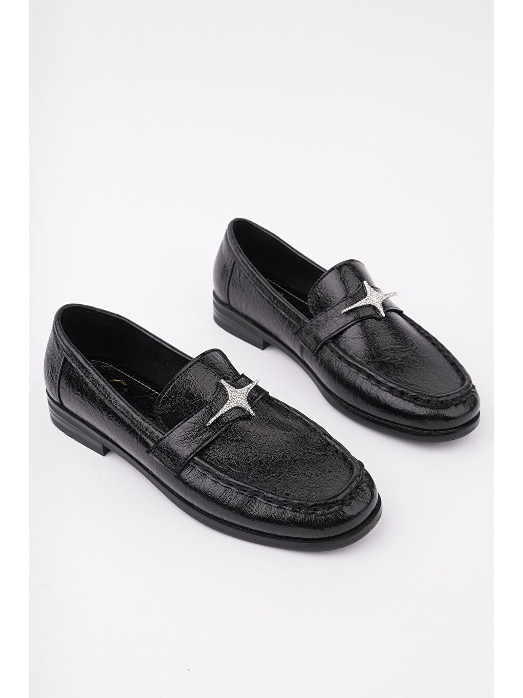 Siyah ARROW Tokalı Kadın Günlük Loafer Ayakkabı-2