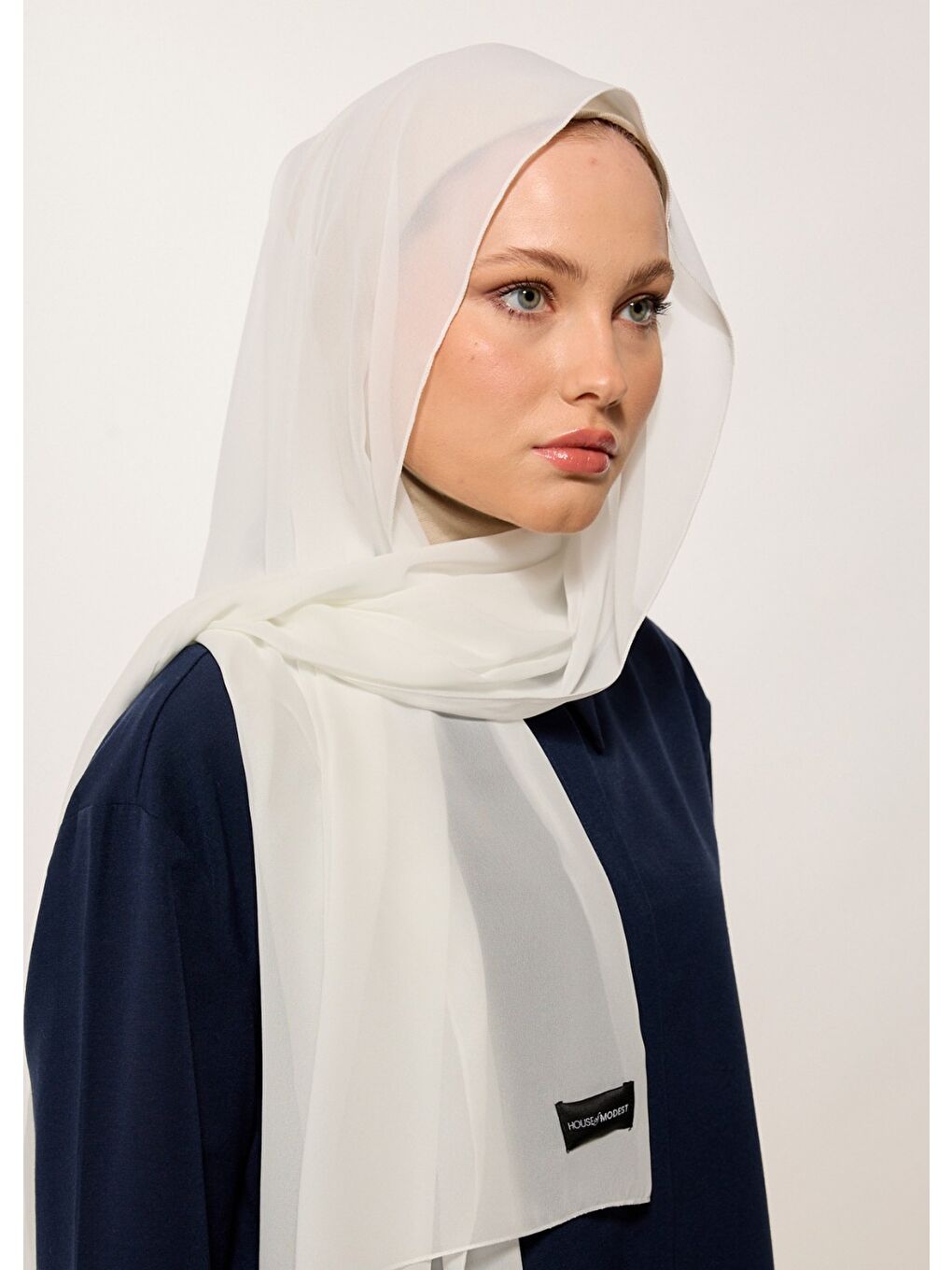 Tesettür Şal - Şifon - Beyaz