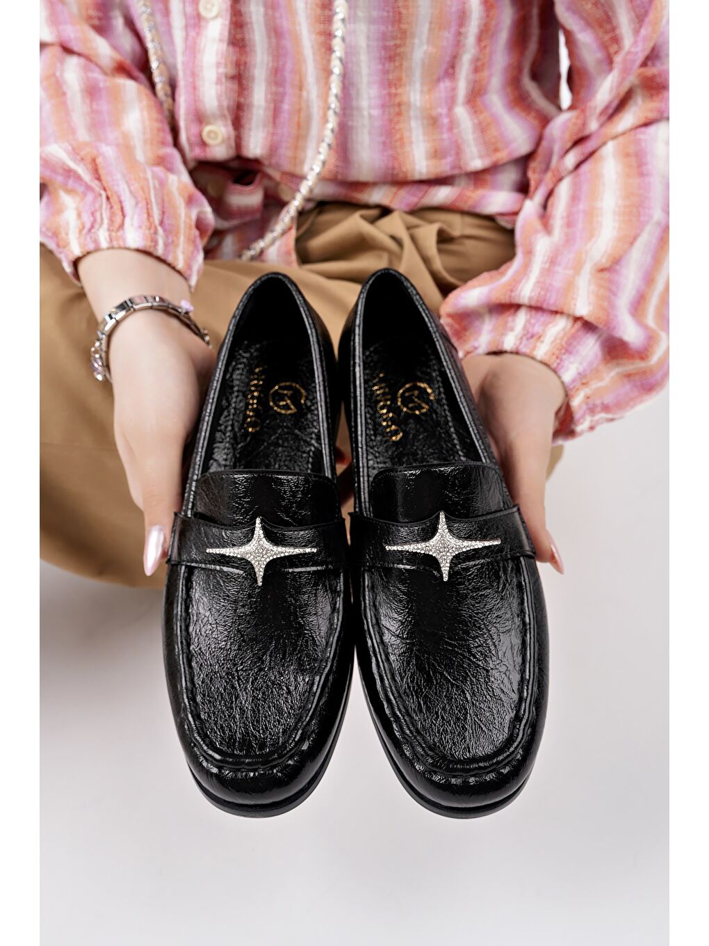 Siyah ARROW Tokalı Kadın Günlük Loafer Ayakkabı-7