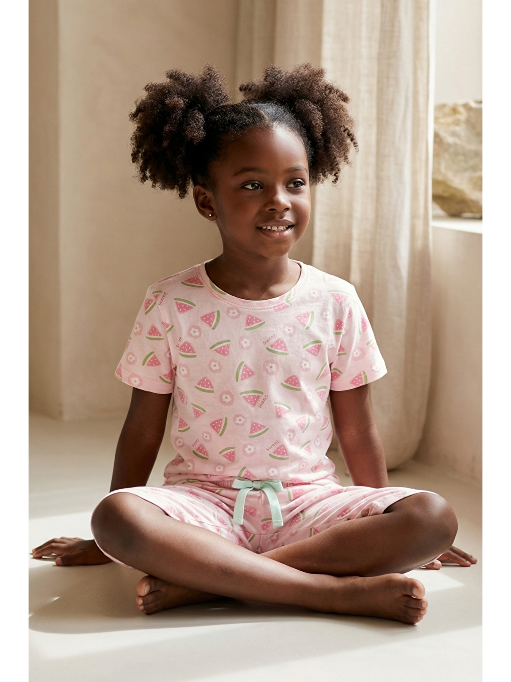 Karışık Karpuz Desenli Çocuk Şortlu Pijama Takımı-2