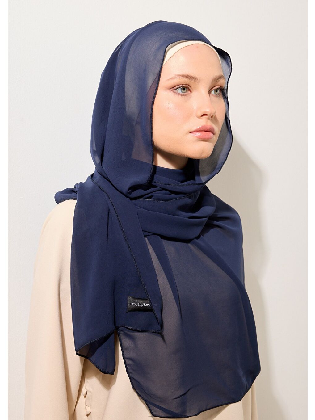 Tesettür Şal - Şifon - Lacivert-1