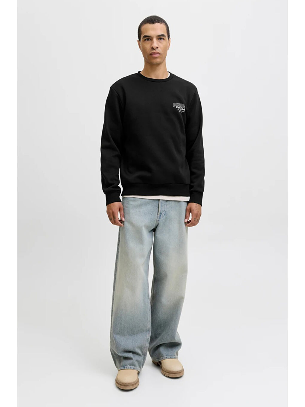 Siyah Jjmakoto Regular Fit Bisiklet Yaka Sweat 12278601-3