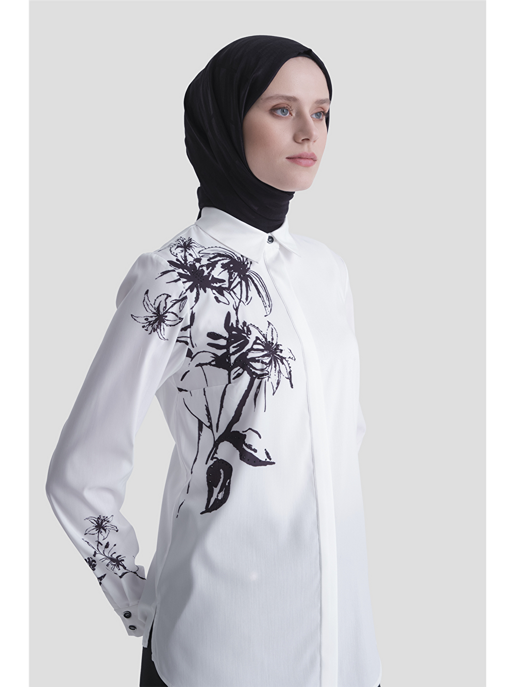 Çiçek Baskılı Tunik Ekru-3