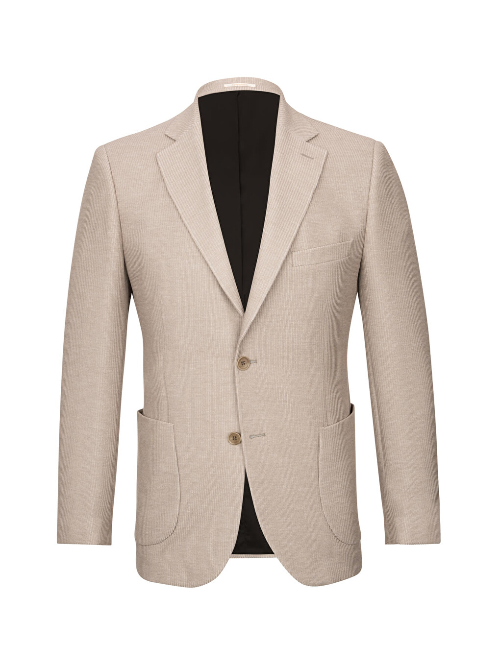 Bej Slim Fit Mono Yaka Klasik Ceket