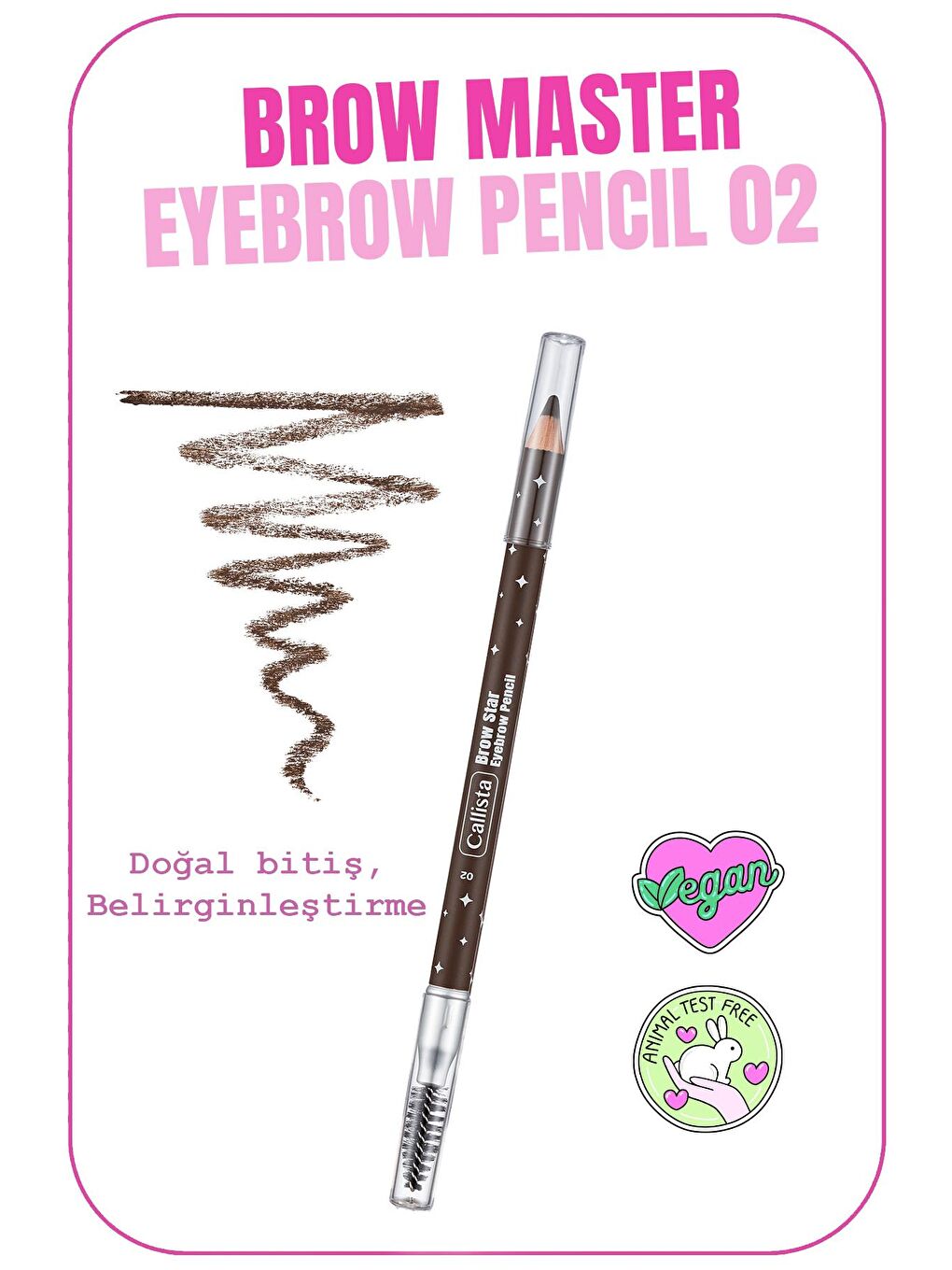 Callista Kahverengi Brow Star Eyebrow Pencil Fırçalı Kaş Kalemi 02 Brown - Kahverengi