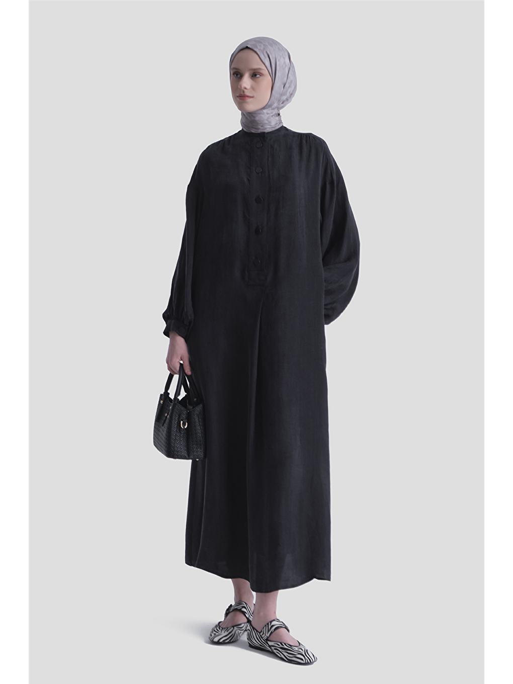 Oversize Kupra Elbise Siyah