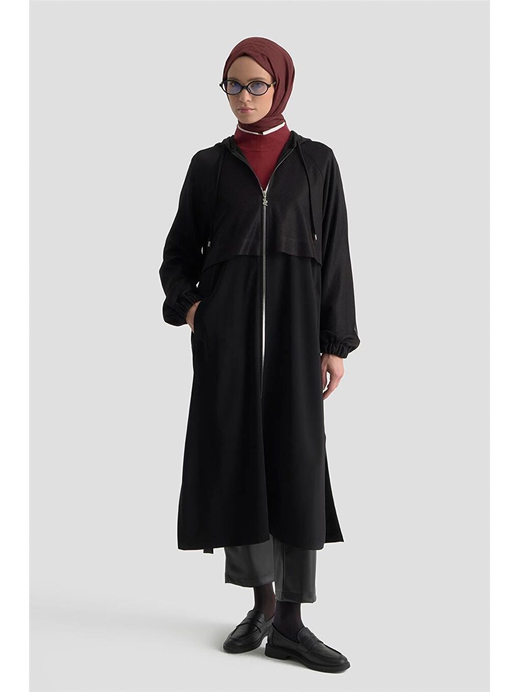 File Detaylı Kap Siyah-1