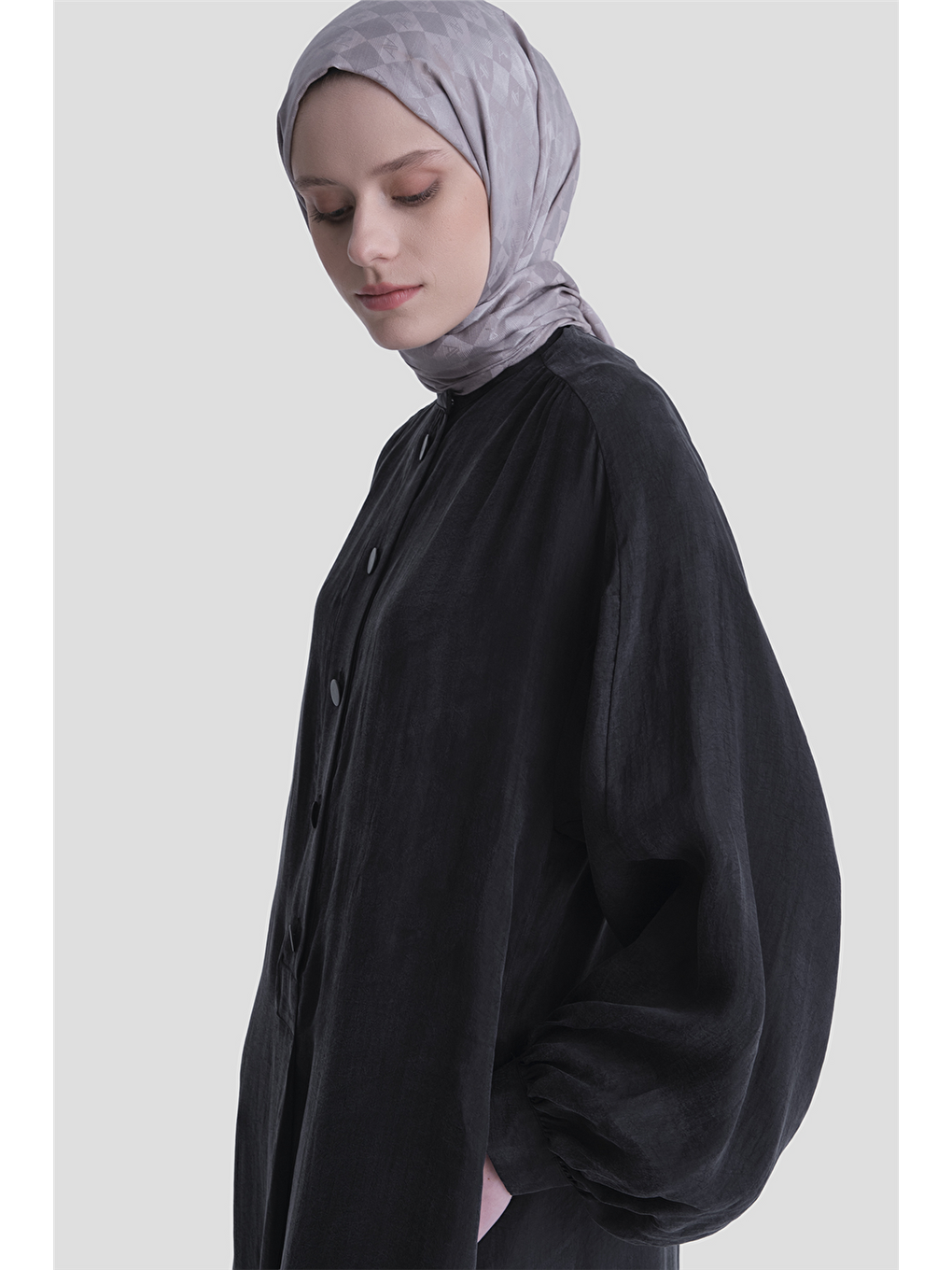 Oversize Kupra Elbise Siyah-2