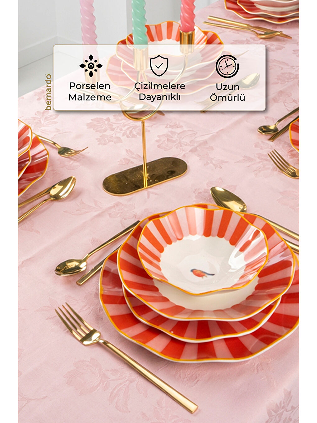 Beyaz Glamour 24 Parça Porselen Yemek Takımı-7