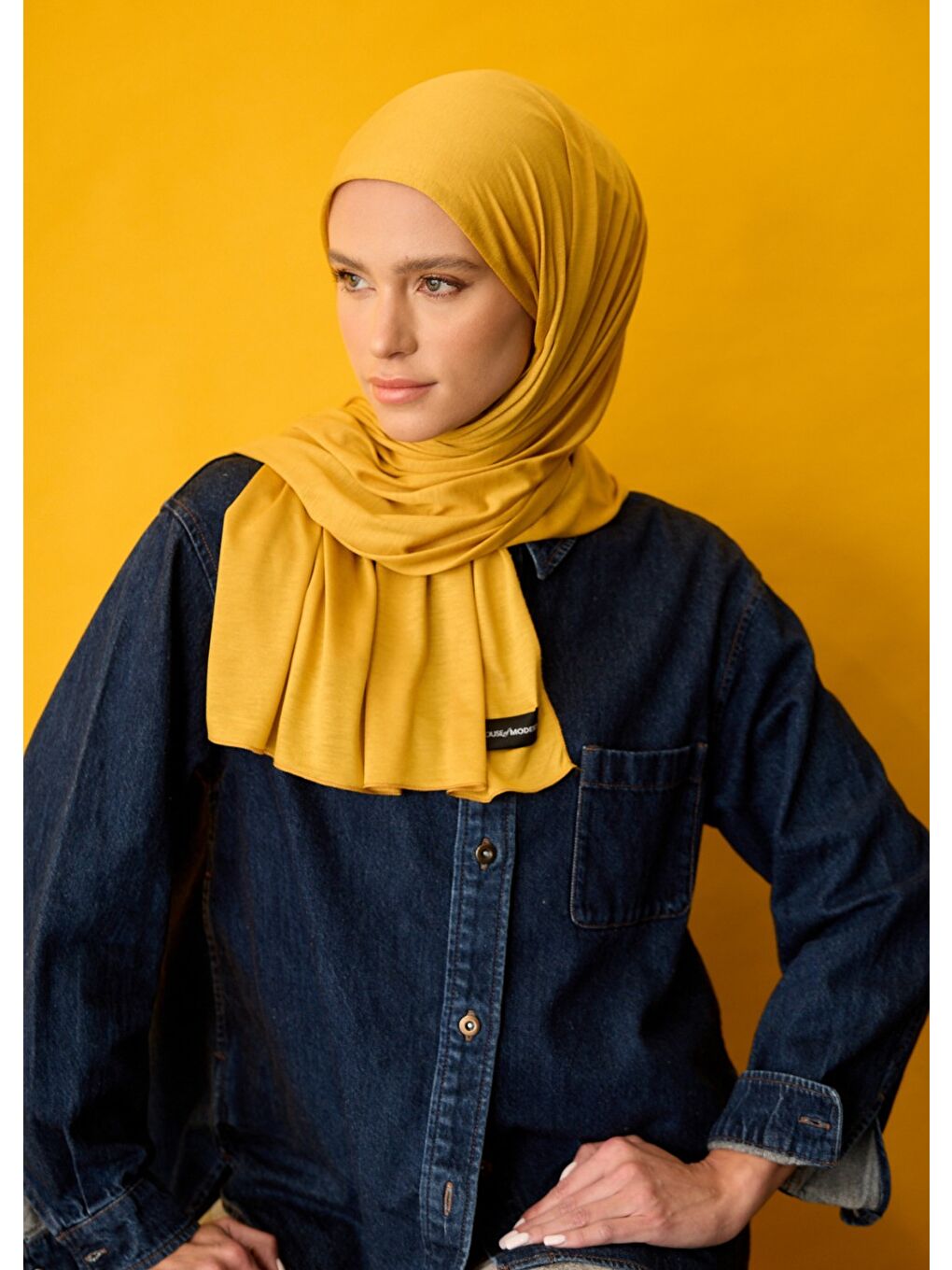 Sarı Tesettür Şal - Hardal-1