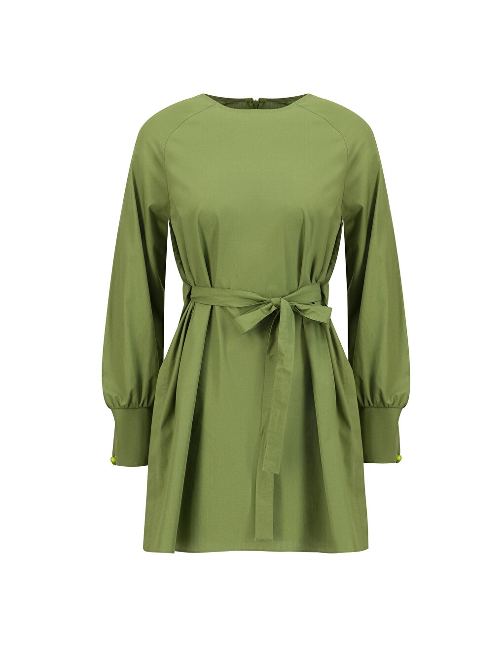 Haki Yanı Yırtmaçlı Pamuk Takım 25Y6020 Yeşil-5