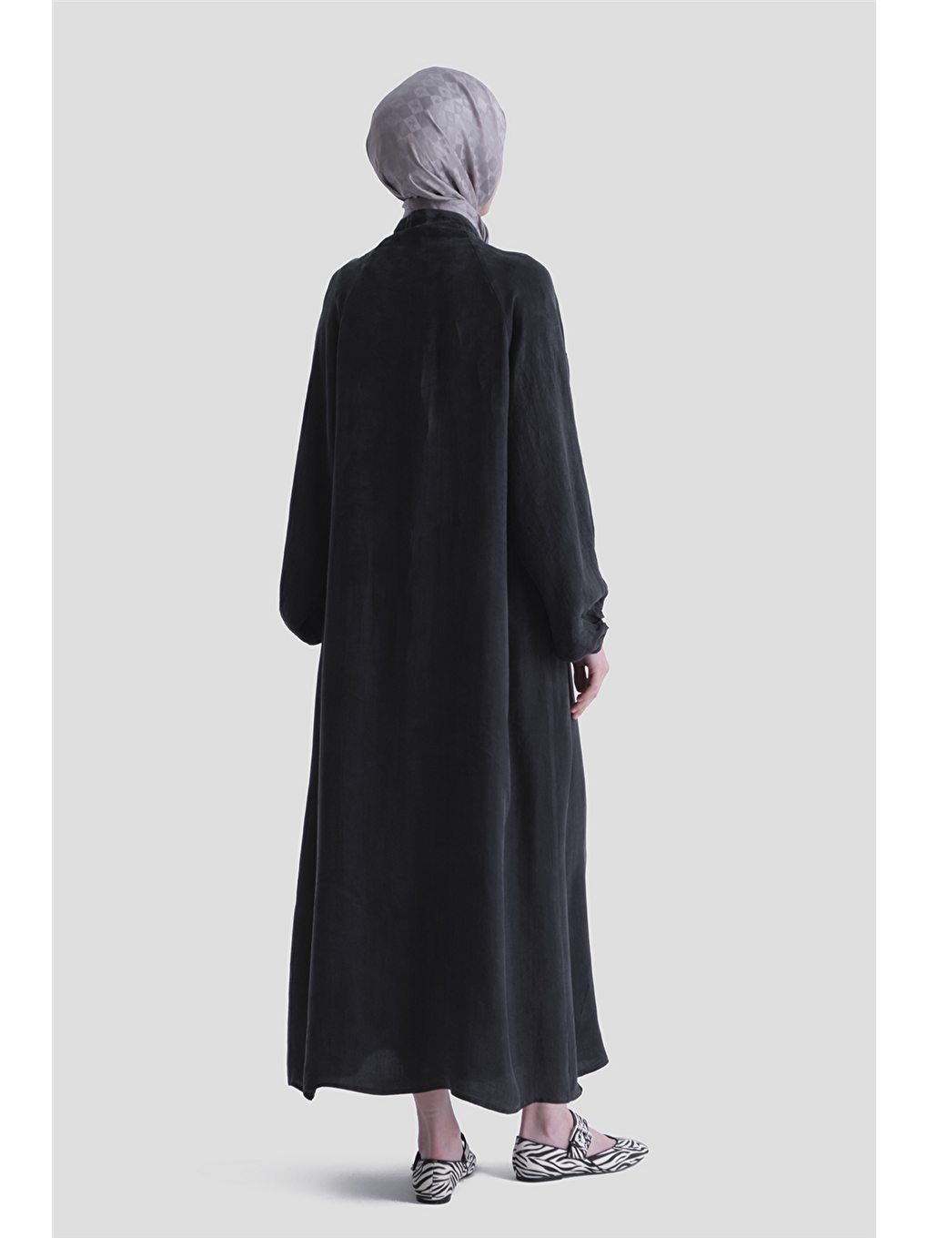 Oversize Kupra Elbise Siyah-5