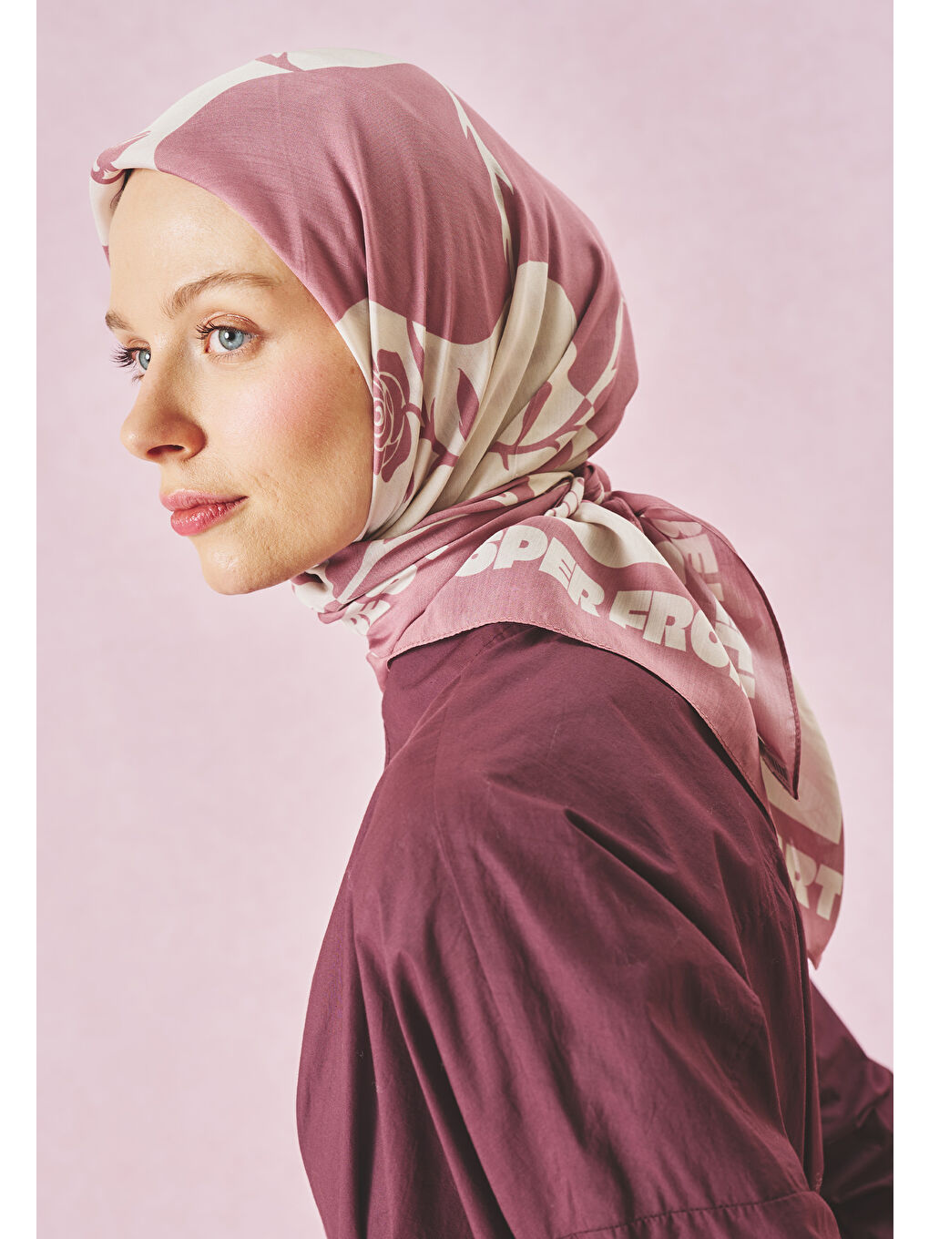 Pembe LOVE REVERIE DESEN FLOŞ VİSKON EŞARP DREAMY PINK-2