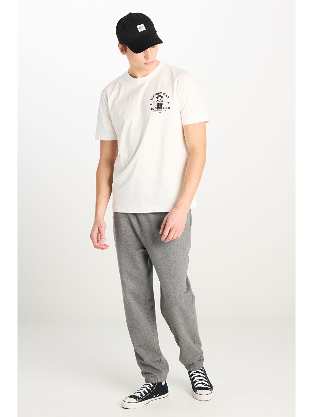 Beyaz %100 Pamuk Regular Fit Normal Kesim Bisiklet Yaka Baskılı Ekru Tişört-2