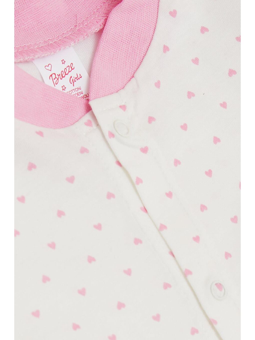 Kız Bebek Patikli Tulum Kalp Desenli Ekru (0-6 Ay)-2