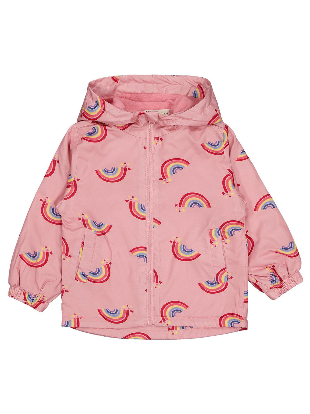 Girls Polarlı Desenli 2-5 Yaş Yağmurluk - Pembe