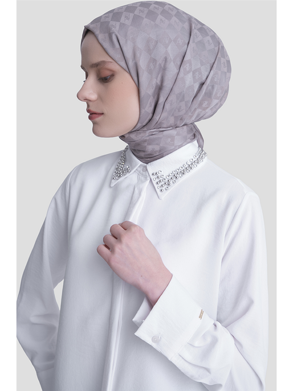 Taş İşlemeli Ayrobin Tunik Ekru-3