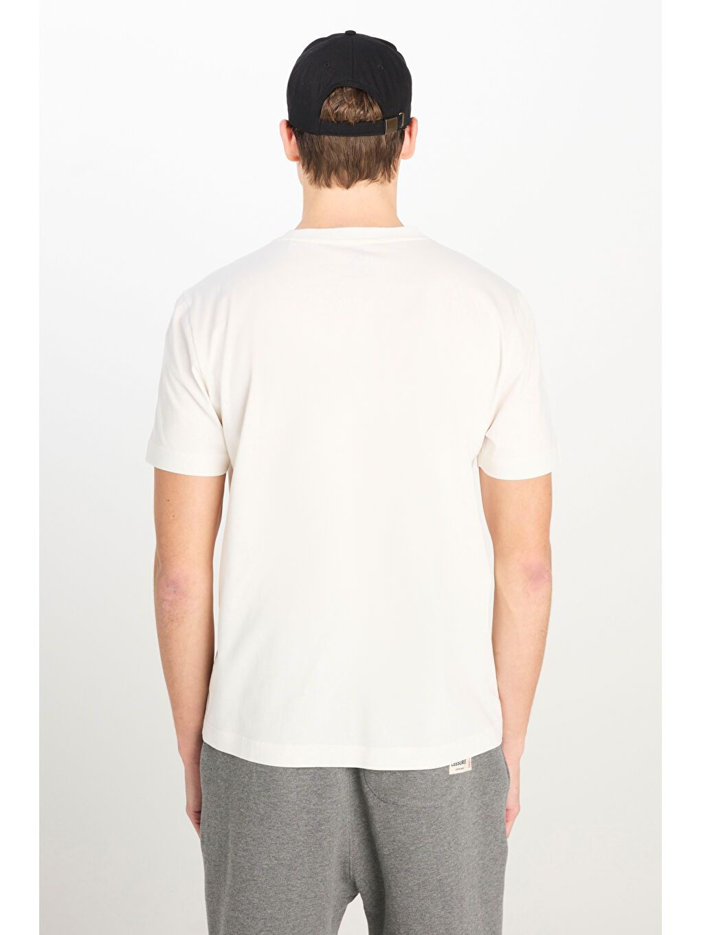 Beyaz %100 Pamuk Regular Fit Normal Kesim Bisiklet Yaka Baskılı Ekru Tişört-4