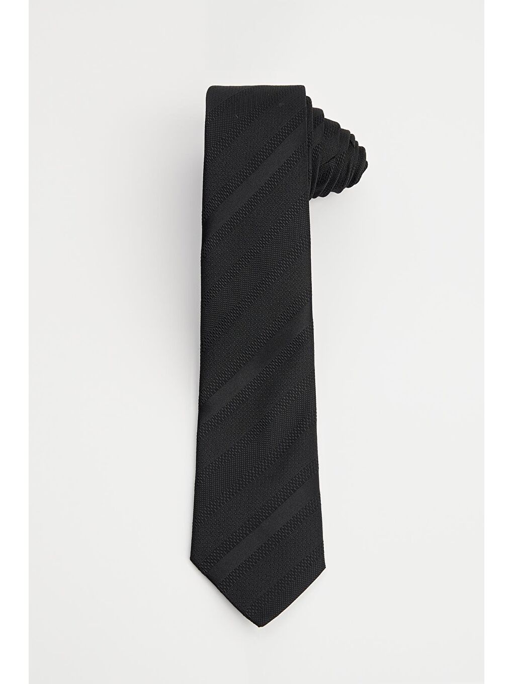 Siyah Klasik Cep Mendilli Desenli Kravat