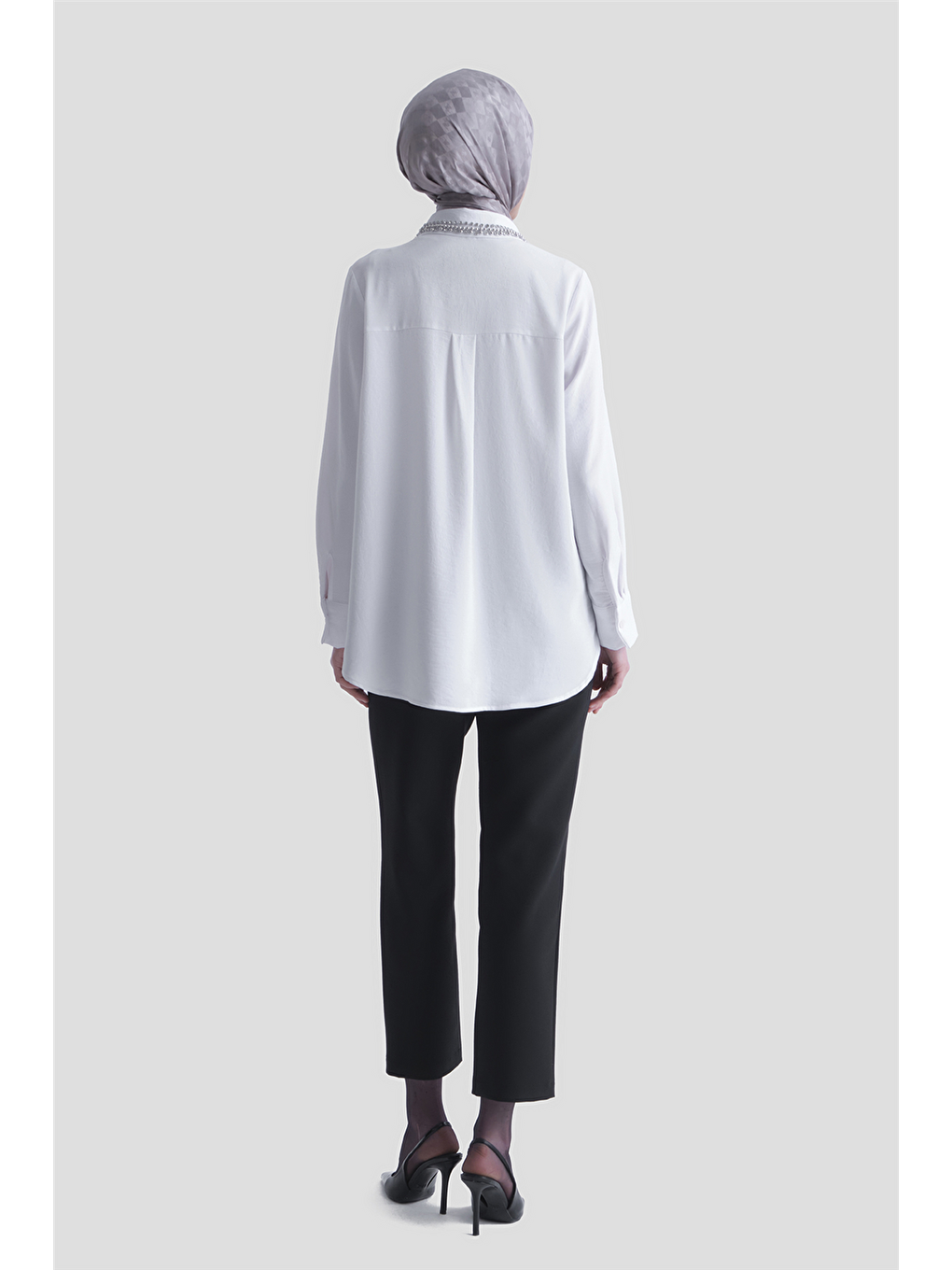 Taş İşlemeli Ayrobin Tunik Ekru-4