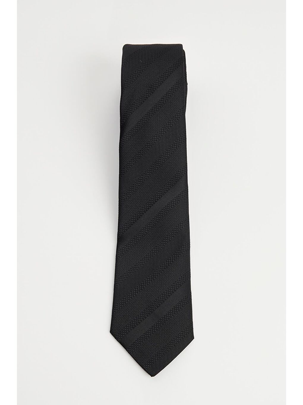 Siyah Klasik Cep Mendilli Desenli Kravat-3