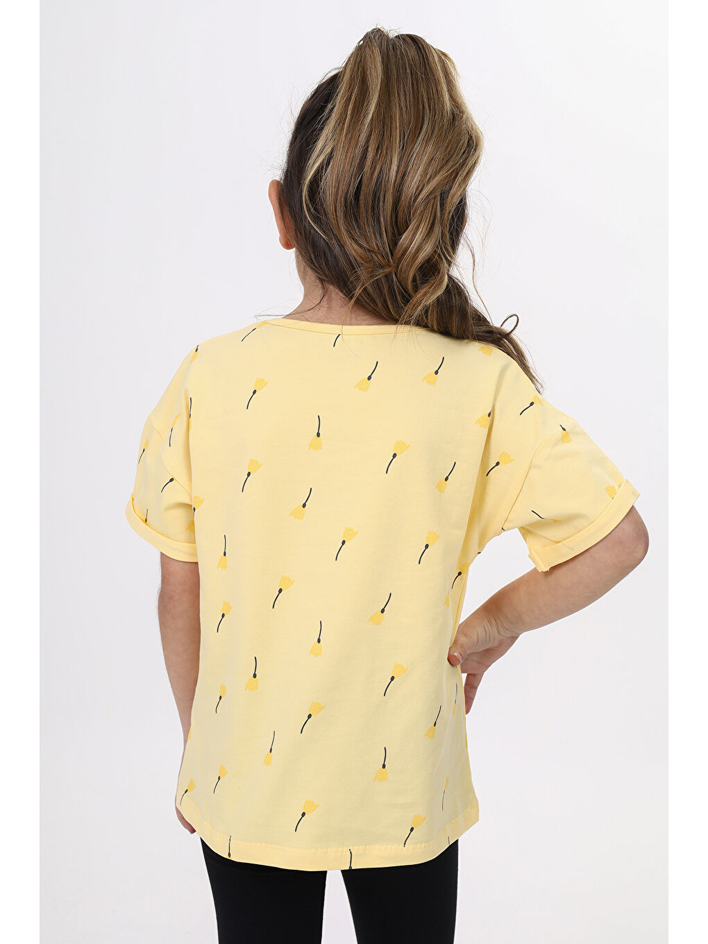 Sarı Kız Çocuk Baskılı Tişört-3