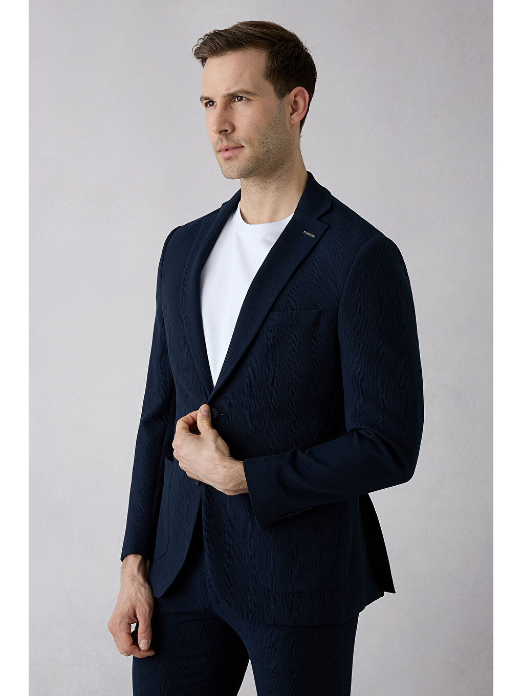 Lacivert 7 Drop Slim Fit Dar Kesim Ceket-1