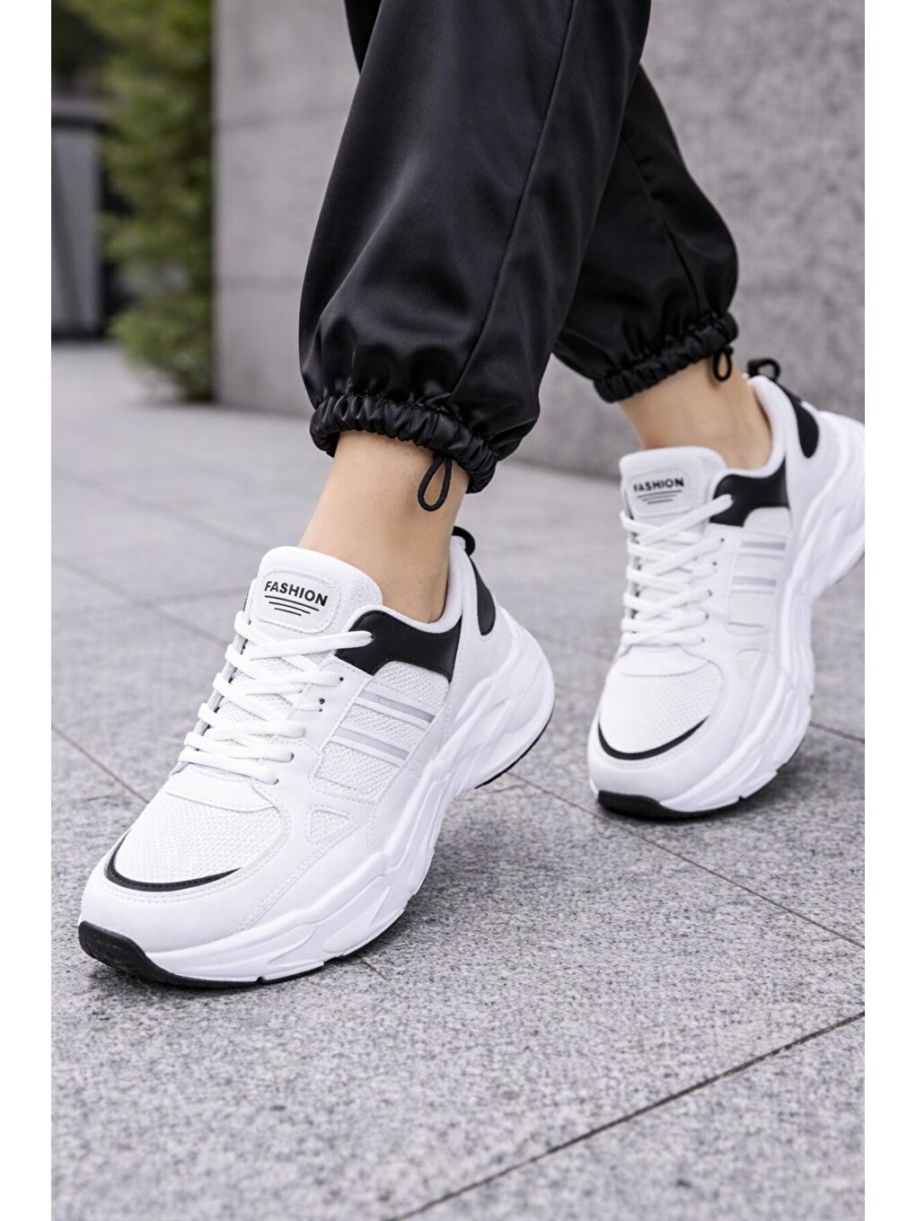 Beyaz Unısex Kalın Tabanlı Bağcıklı Rahat Sneaker Spor Ayakkabı –nefes Alabilen Yapı, Trend Model-1