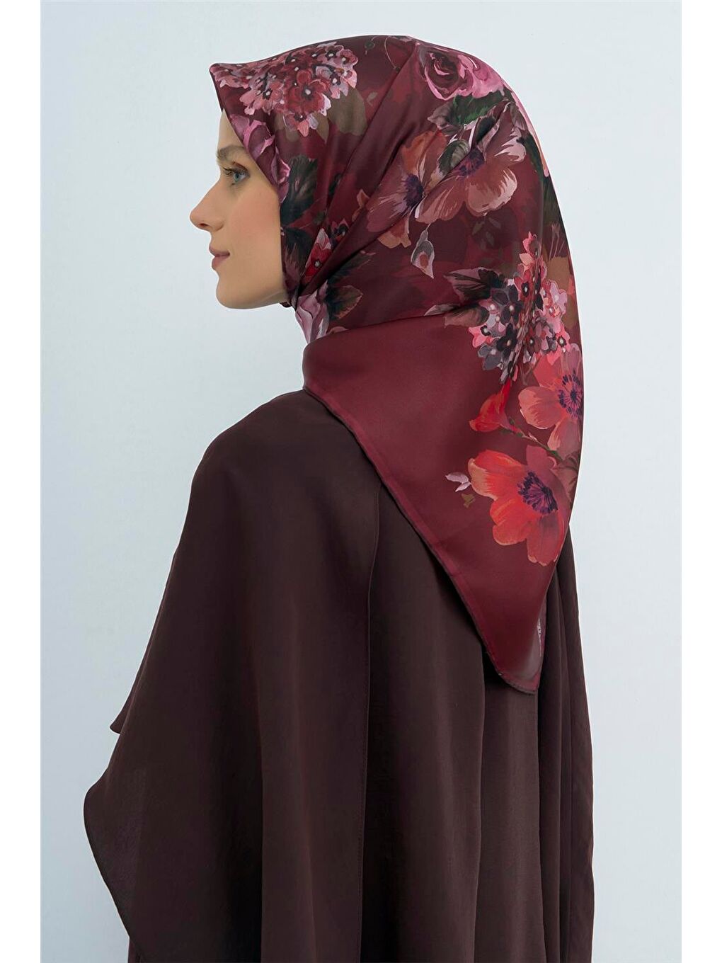 Bordo Saf İpek Sura Eşarp 9520D 85-2