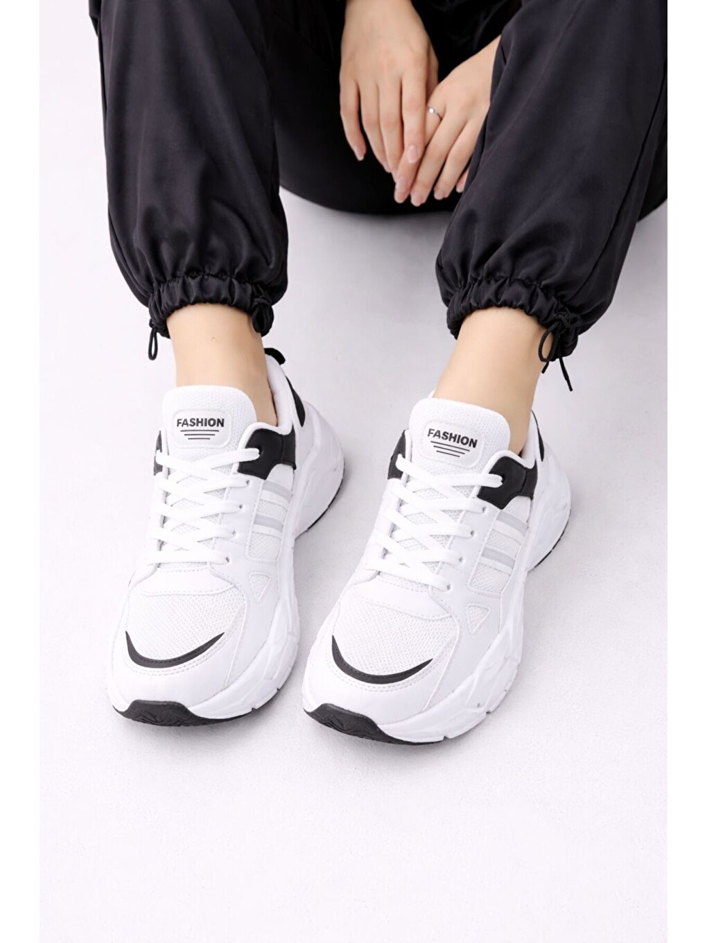 Beyaz Unısex Kalın Tabanlı Bağcıklı Rahat Sneaker Spor Ayakkabı –nefes Alabilen Yapı, Trend Model-2