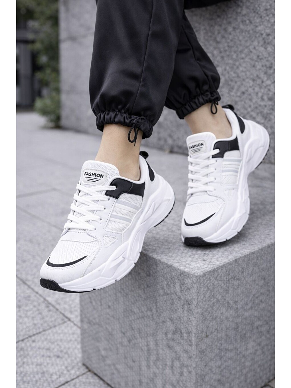 Beyaz Unısex Kalın Tabanlı Bağcıklı Rahat Sneaker Spor Ayakkabı –nefes Alabilen Yapı, Trend Model-3