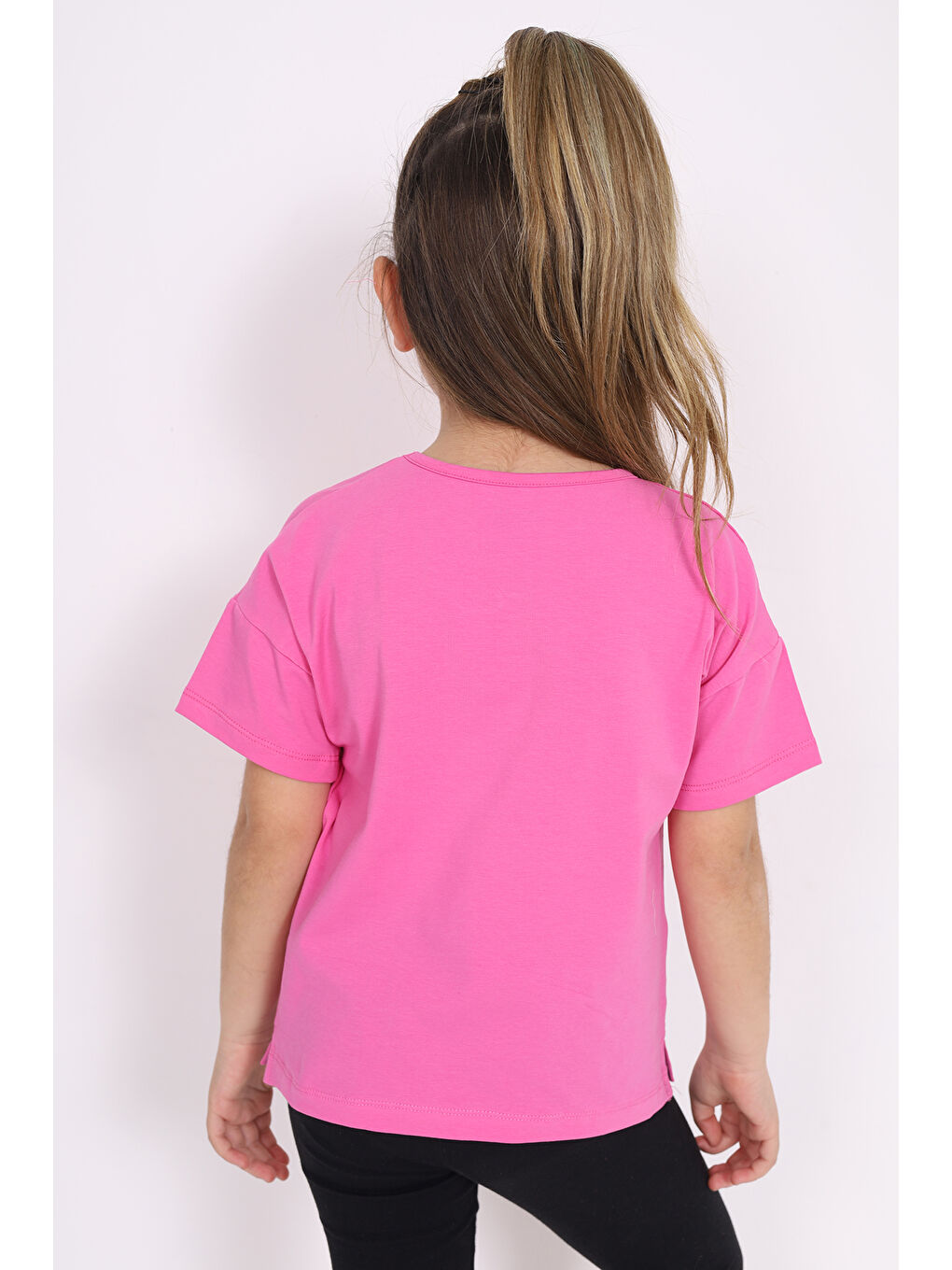 Fuşya Kız Çocuk Baskılı Tişört-2
