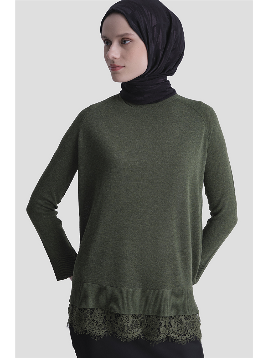 Dantelli Rayon Tunik Haki-3