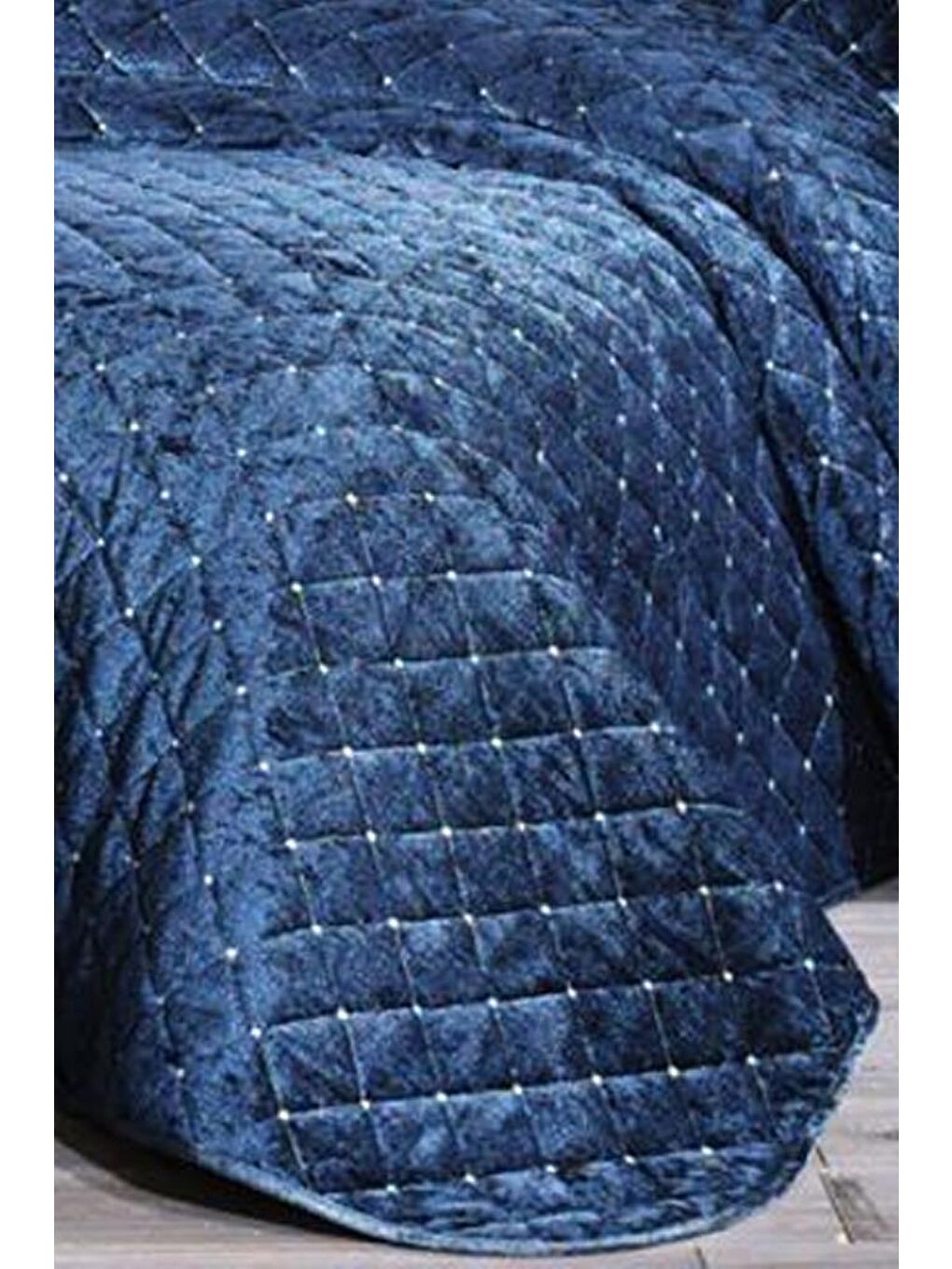 Dessert Kadife Tek Kişilik Yatak Örtüsü Lacivert-1