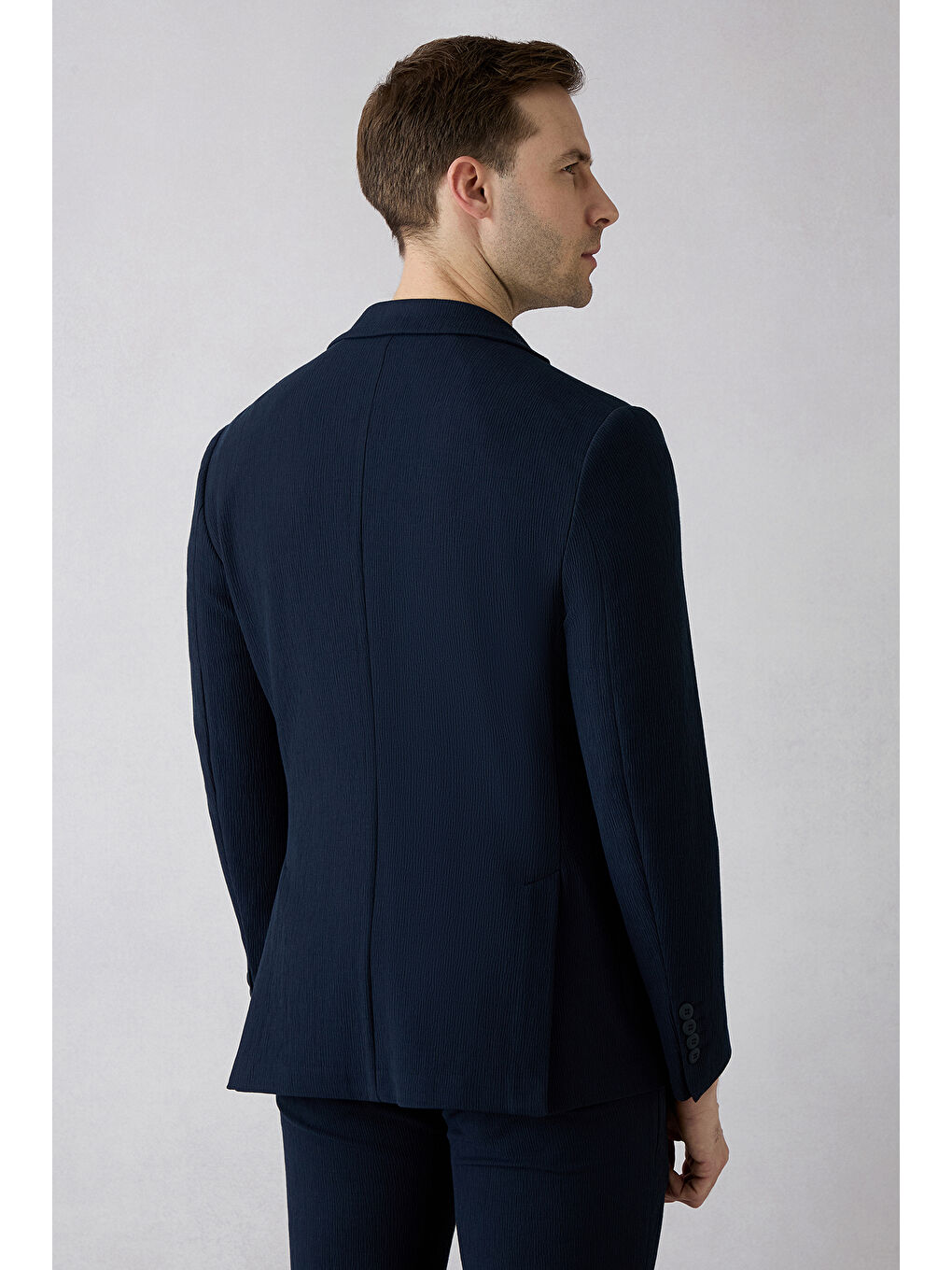 Lacivert 7 Drop Slim Fit Dar Kesim Ceket-4