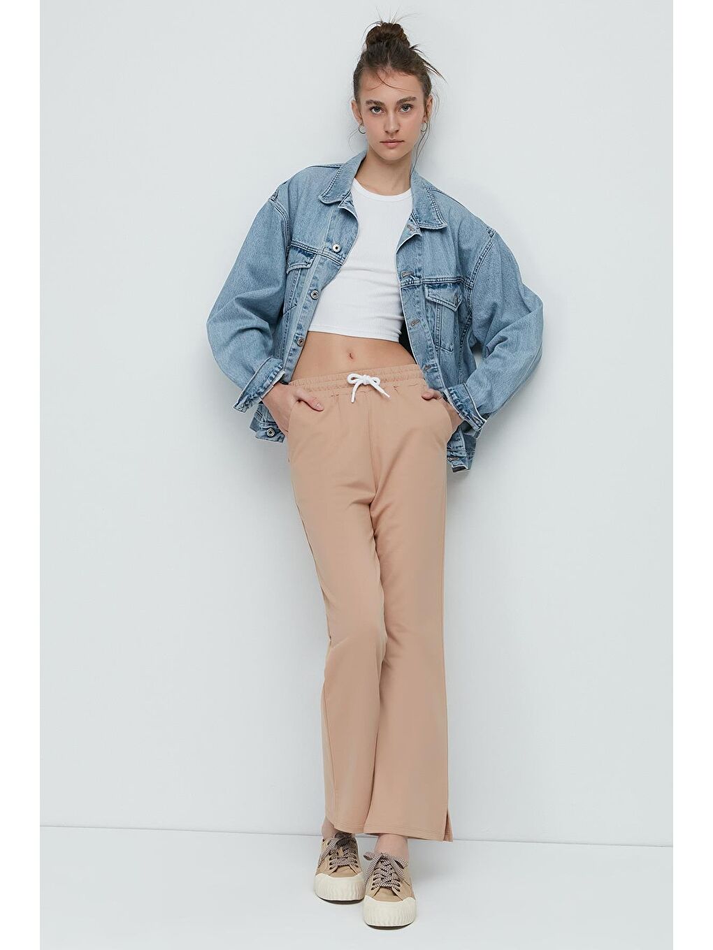 Kahverengi Yırtmaçlı İspanyol Paça Eşofman Altı 741 Sütlü Kahve