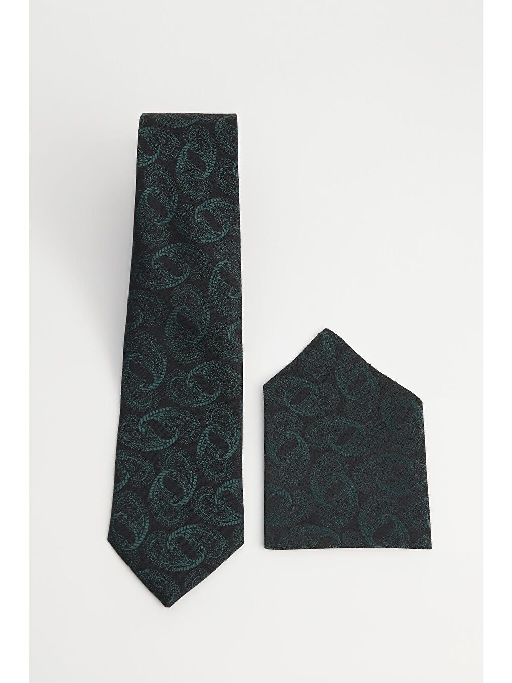 Lacivert Klasik Cep Mendilli Desenli Kravat-1