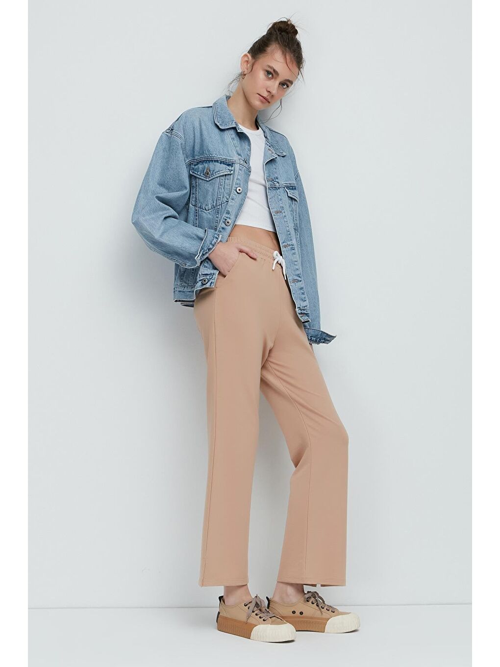 Kahverengi Yırtmaçlı İspanyol Paça Eşofman Altı 741 Sütlü Kahve-1