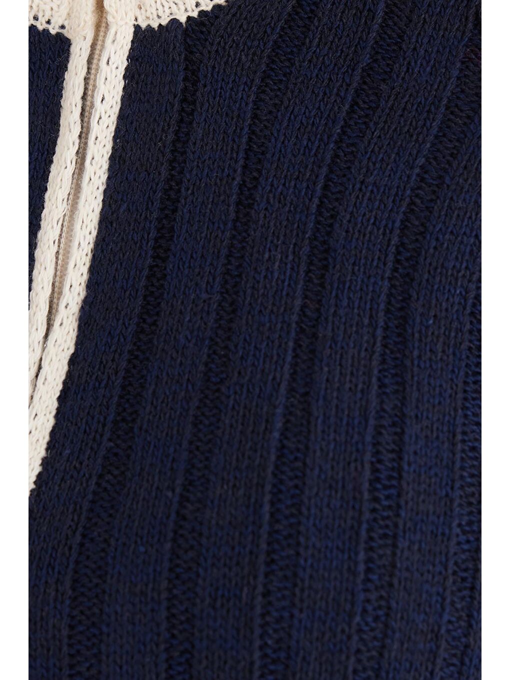 Kadın Regular Fit Klasik Kesim Fermuarlı Yaka Lacivert Kazak-5