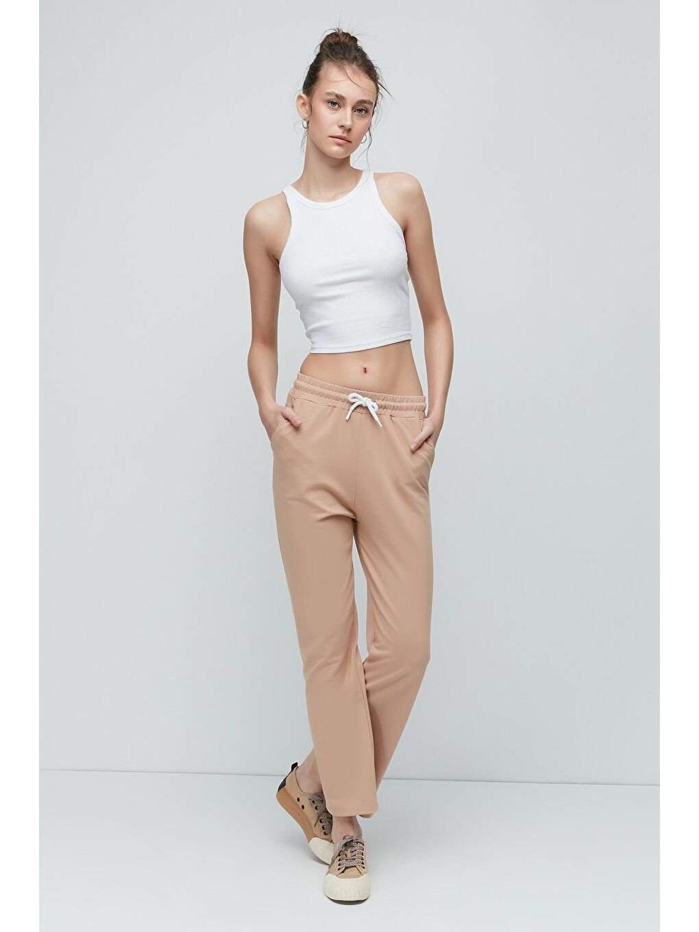 Kahverengi Yırtmaçlı İspanyol Paça Eşofman Altı 741 Sütlü Kahve-3