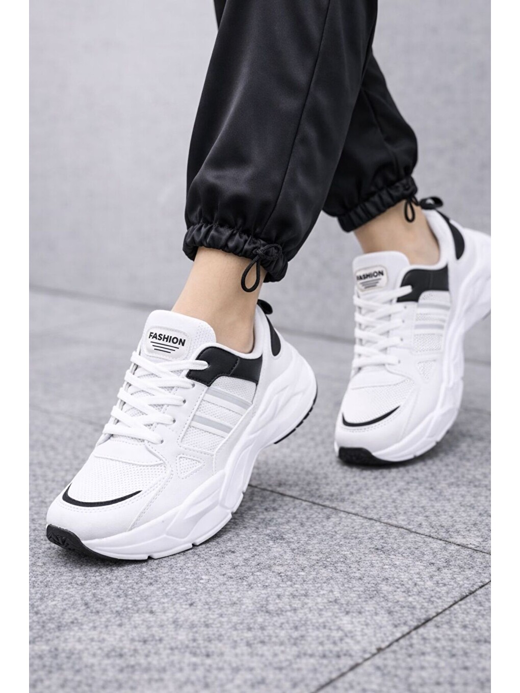 Beyaz Unısex Kalın Tabanlı Bağcıklı Rahat Sneaker Spor Ayakkabı –nefes Alabilen Yapı, Trend Model-5