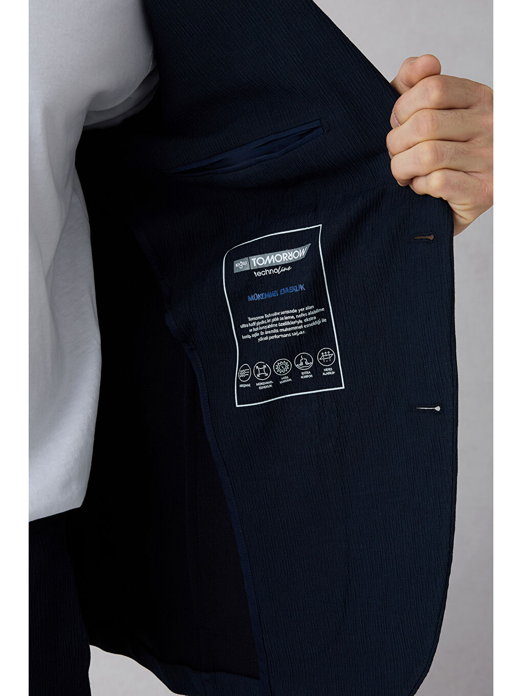 Lacivert 7 Drop Slim Fit Dar Kesim Ceket-5