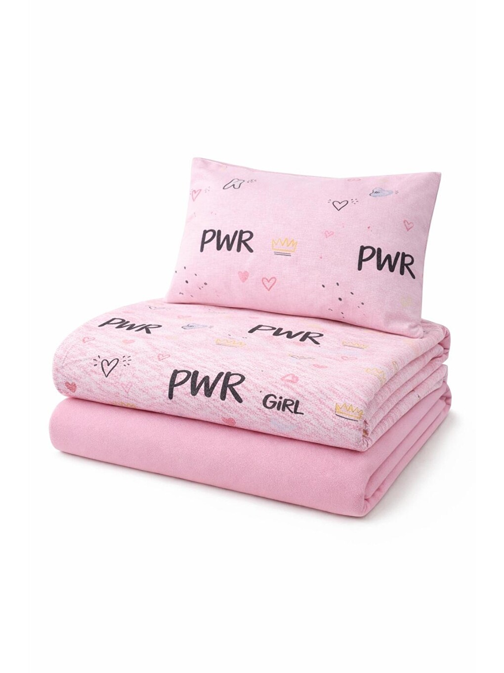 Tek Kişilik Pamuklu Pike - Girl Power Temalı Pembe-2