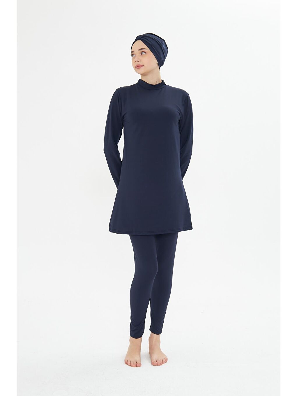 Tam Kapalı Elastanlı Tesettür Mayo Lacivert 3485-L-1