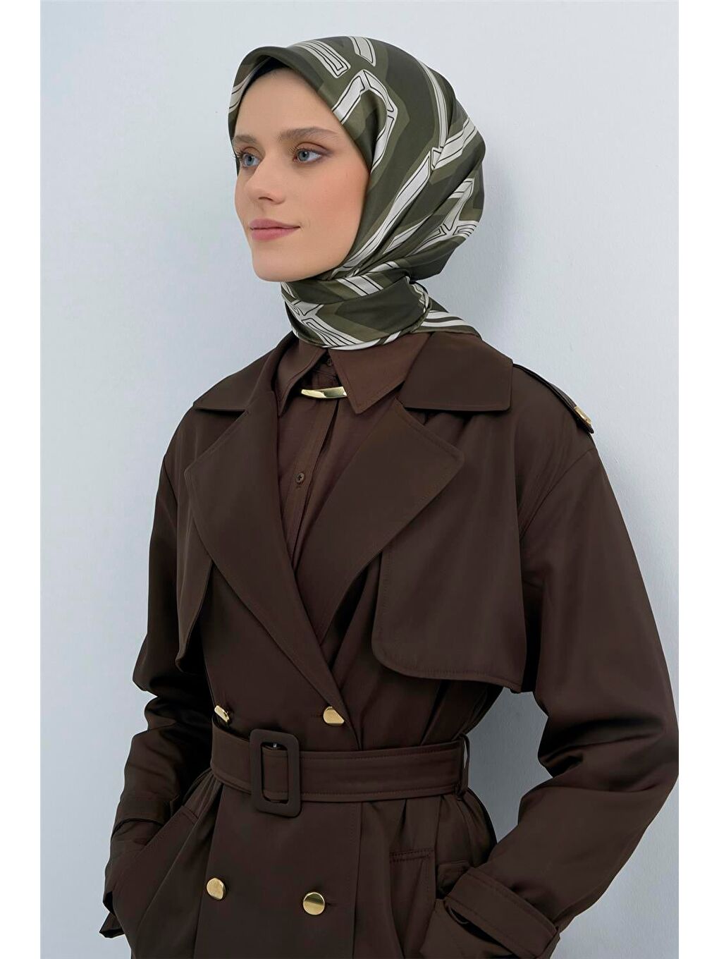 Haki Saf İpek Sura Eşarp 9547D 82-1