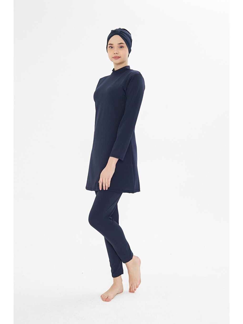 Tam Kapalı Elastanlı Tesettür Mayo Lacivert 3485-L-2