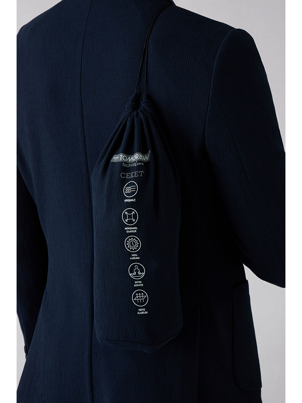 Lacivert 7 Drop Slim Fit Dar Kesim Ceket-6