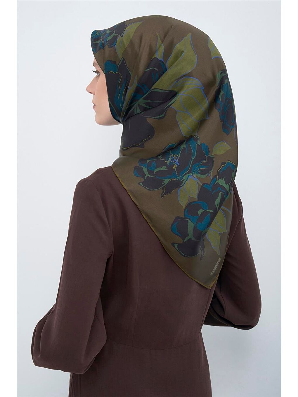 Haki Saf İpek Sura Eşarp 9509D 56-2